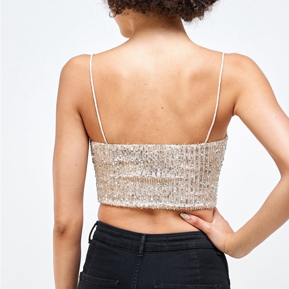 Women’s Sequin Cropped Tank Top. Sizes S-L. NEW! - Picture 2 of 2
